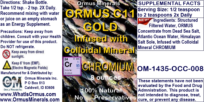 Ormus Minerals Ormus C11 Gold Infused with Colloidal Mineral Chromium
